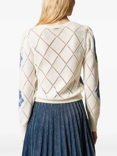 Twinset Pleated Denim Skirt In Animal Print