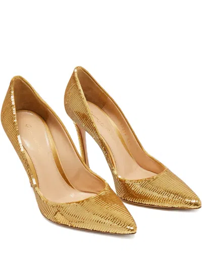 Pre-owned Gianvito Rossi Sequins Pointed-toe Pumps In Gold