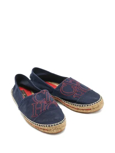 Pre-owned Carolina Herrera Vintage Round-toe Espadrilles In Blue
