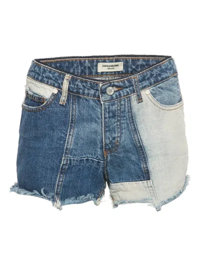 Pre-owned Zadig & Voltaire Patchwork Denim Shorts In Blue