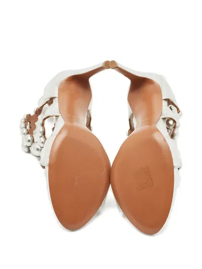 Pre-owned Alaïa Bombe Strappy Leather Sandals In Silver