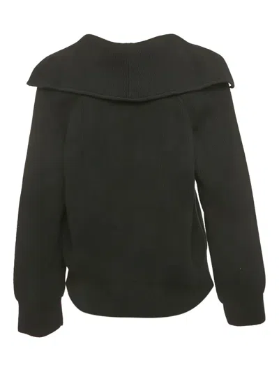 Pre-owned Bottega Veneta Ribbed-knit Wide-collar Sweater In Black