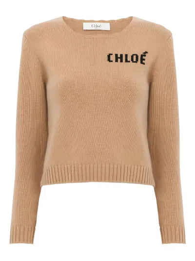 Chloé Logo Wool And Cashmere Sweater In Multi