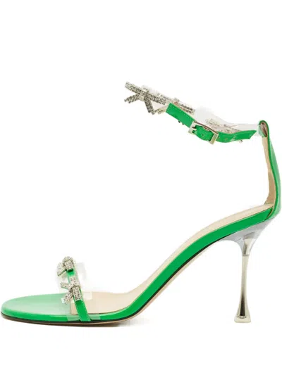 Pre-owned Mach&mach Crystal Sandals In Green