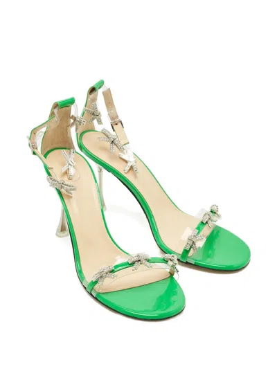 Pre-owned Mach&mach Crystal Sandals In Green