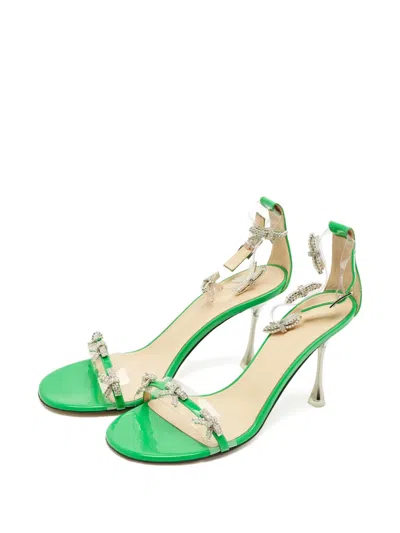 Pre-owned Mach&mach Crystal Sandals In Green