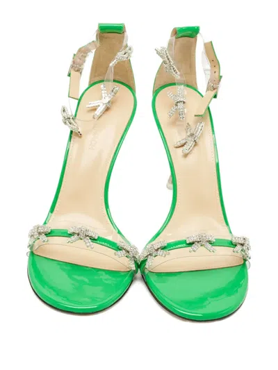 Pre-owned Mach&mach Crystal Sandals In Green