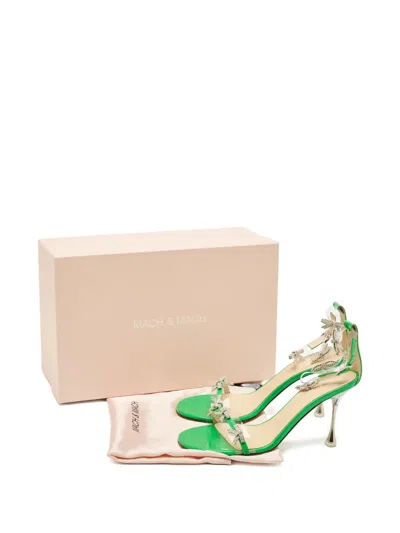 Pre-owned Mach&mach Crystal Sandals In Green
