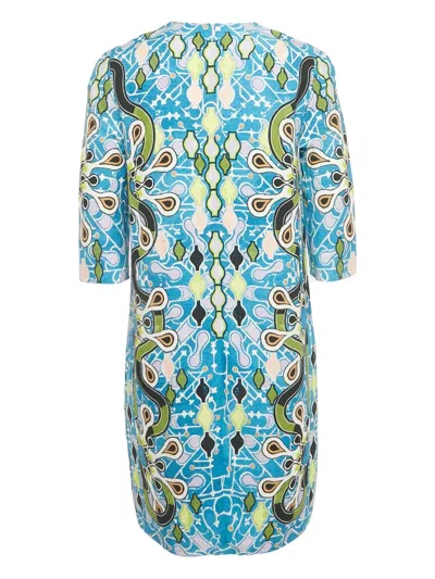 Pre-owned Peter Pilotto Geometric-print Mini Dress In Blue
