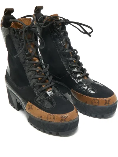Pre-owned Louis Vuitton Laureate Combat Boots In Black