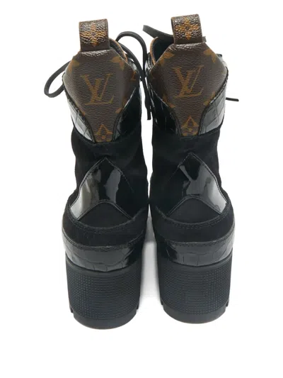 Pre-owned Louis Vuitton Laureate Combat Boots In Black