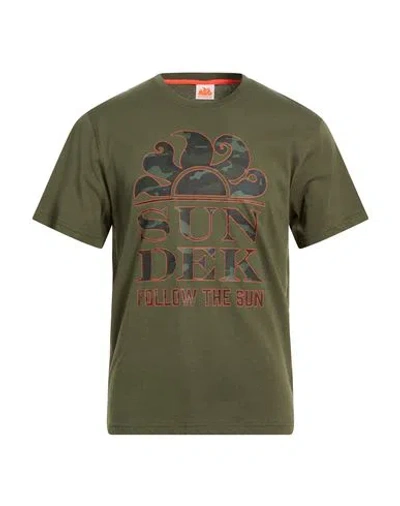 Sundek Man T-shirt Military Green Size Xxl Cotton In Green
