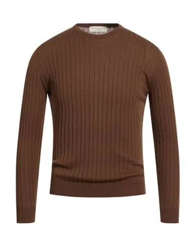 Filippo De Laurentiis Man Sweater Chocolate Brown Size 46 Cotton In Brown
