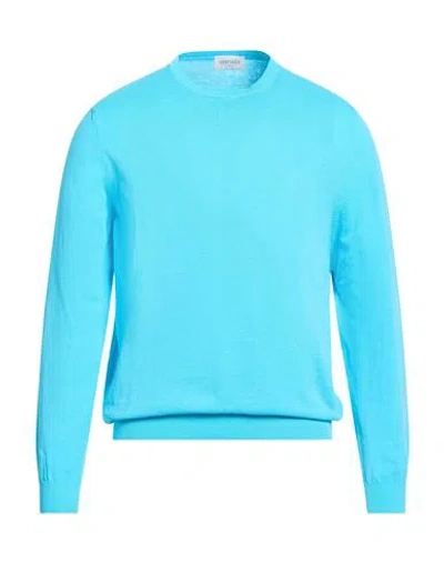 Heritage Man Sweater Azure Size 44 Cotton In Blue