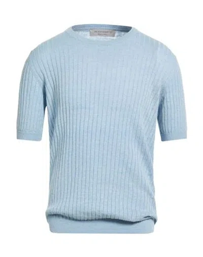 Jeordie's Man Sweater Sky Blue Size Xl Linen, Cotton, Polyester In Blue