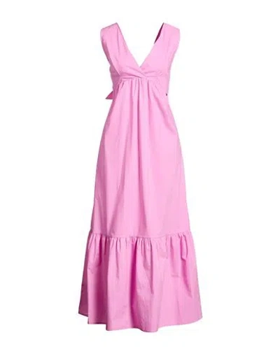 Liu •jo Woman Maxi Dress Pink Size 8 Cotton In Pink