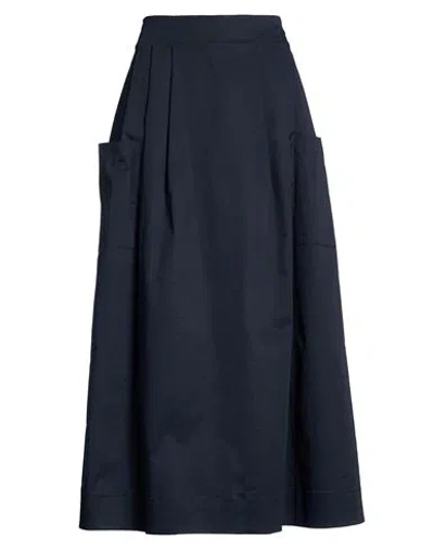Alpha Studio Woman Midi Skirt Navy Size 10 Cotton, Elastane In Blue