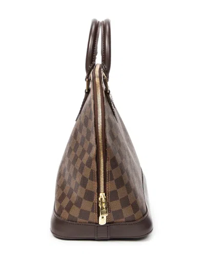 Pre-owned Louis Vuitton Pm Alma Damier-ebène Tote Bag In Brown