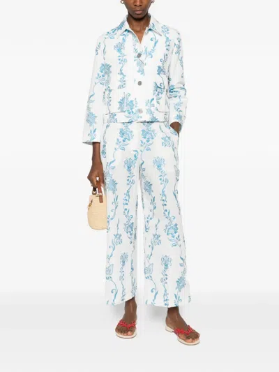 Etro Floral-embroidered Patch-pockets Jacket In White