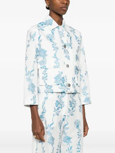 Etro Floral-embroidered Patch-pockets Jacket In White