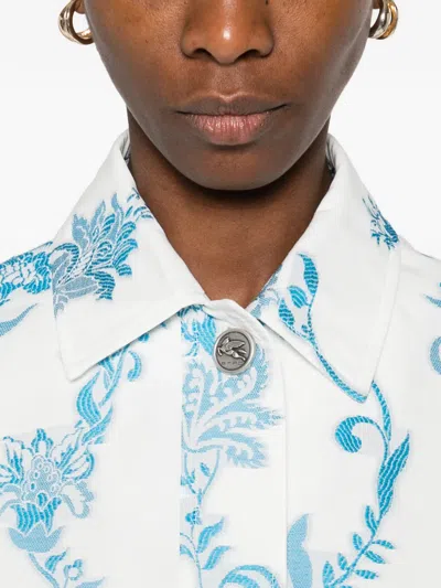 Etro Floral-embroidered Patch-pockets Jacket In White
