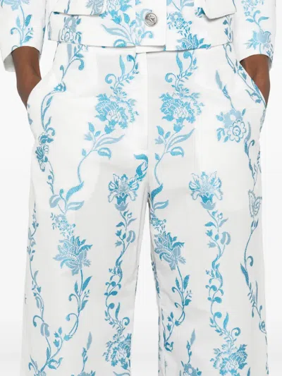 Etro Cotton Polyester Pants In Blue
