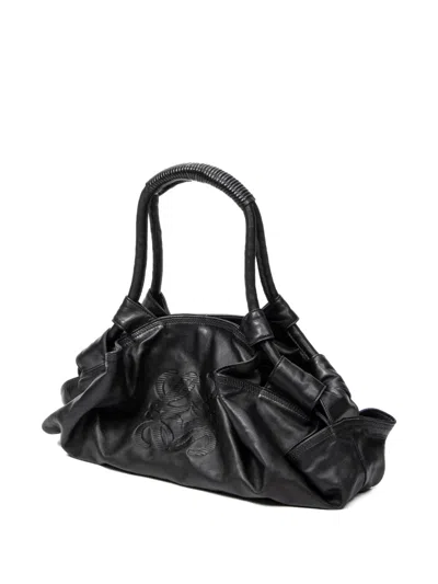 Pre-owned Loewe Nappa-aire Schultertasche Mit Logo-prägung In Black