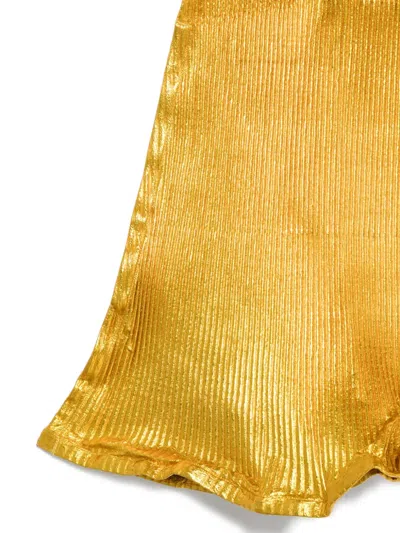 Melitta Baumeister Metallic Pleated Midi Skirt In Yellow