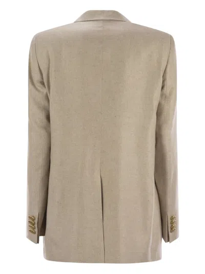 双纽扣真丝西装夹克