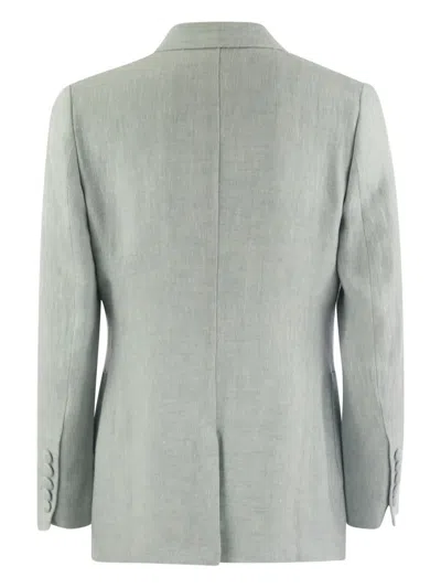 Saulina Doppelreihiger Leinenblazer In Gray