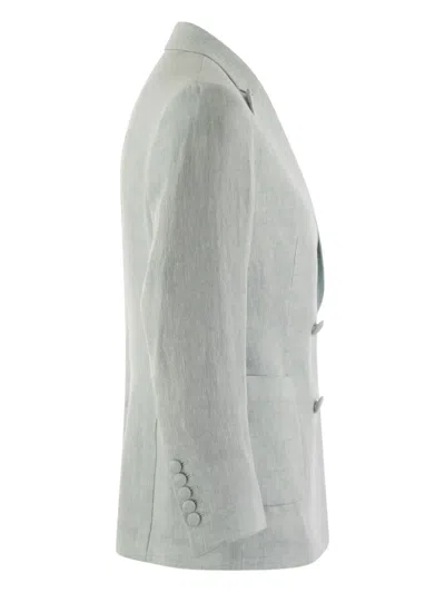 Saulina Doppelreihiger Leinenblazer In Gray