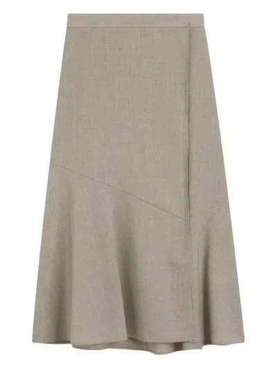 Hugo Boss Melange A-line Skirt In Virgin Wool In Neutral