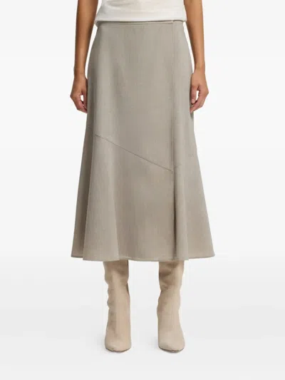 Hugo Boss Melange A-line Skirt In Virgin Wool In Neutral