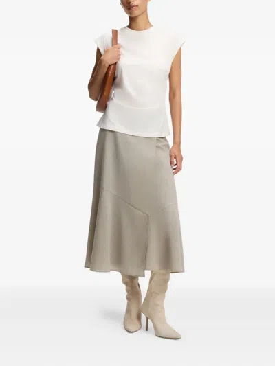 Hugo Boss Melange A-line Skirt In Virgin Wool In Neutral