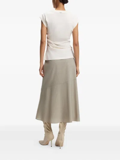 Hugo Boss Melange A-line Skirt In Virgin Wool In Neutral