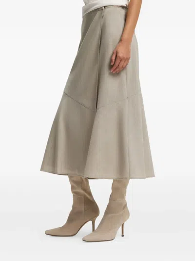 Hugo Boss Melange A-line Skirt In Virgin Wool In Neutral