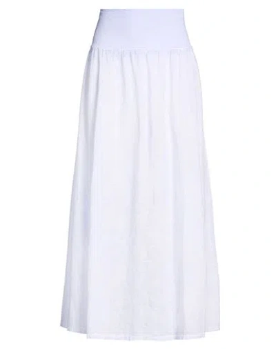 Ploumanac'h Woman Maxi Skirt Lilac Size L Cotton, Elastane, Linen In White