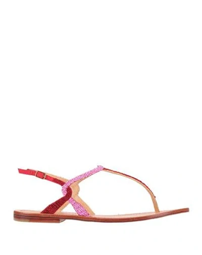 Maliparmi Malìparmi Woman Thong Sandal Red Size 8 Textile Fibers In Multi