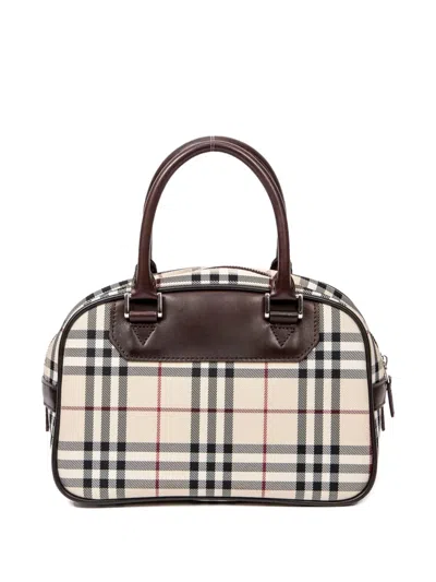Pre-owned Burberry 2000 House Check Tote Bag In Neutral