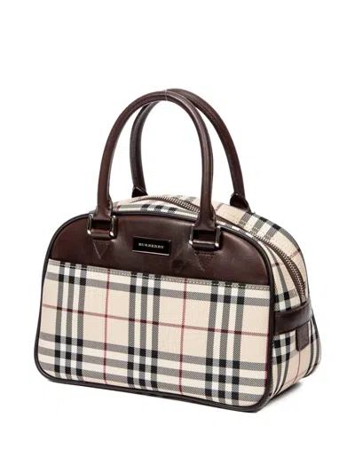 Pre-owned Burberry 2000 House Check Tote Bag In Neutral