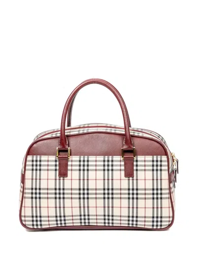 Pre-owned Burberry 1990 House Check Tote Bag In White