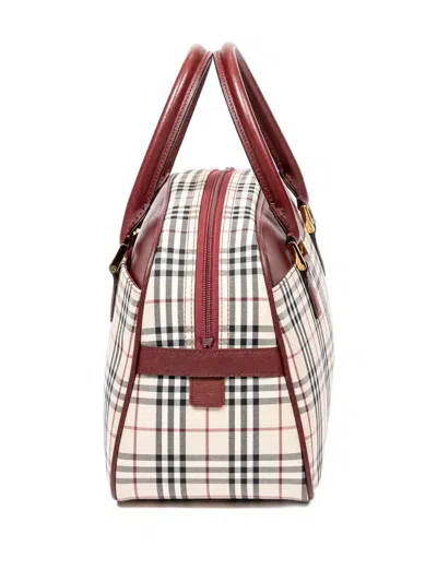 Pre-owned Burberry 1990 House Check Tote Bag In White