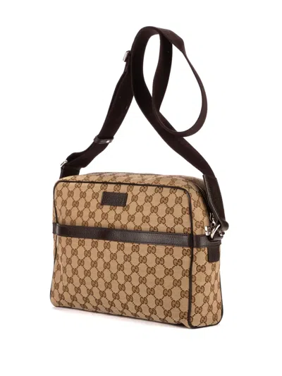 Pre-owned Gucci Gg Canvas Messenger Bag In Neutral