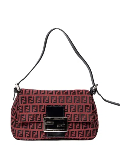 Pre-owned Fendi Ff-print Shoulder Bag In Red