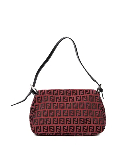 Pre-owned Fendi Ff-print Shoulder Bag In Red