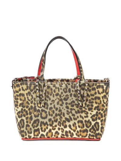 Pre-owned Christian Louboutin Leopard-print Cabata Tote Bag In Brown