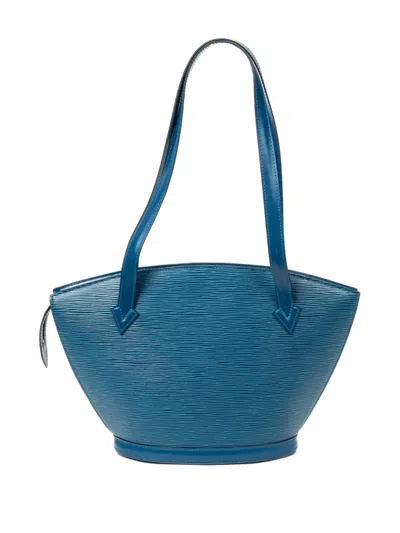 Pre-owned Louis Vuitton St-jacques Pm Textured Zip Shoulder Bag In Blue