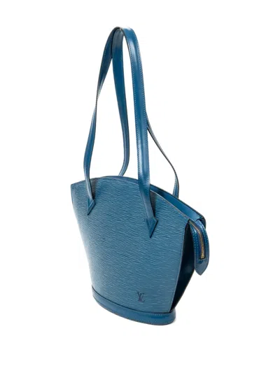 Pre-owned Louis Vuitton St-jacques Pm Textured Zip Shoulder Bag In Blue