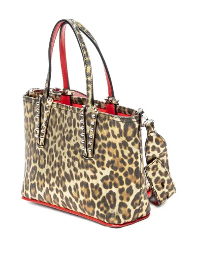 Pre-owned Christian Louboutin Leopard-print Cabata Tote Bag In Brown