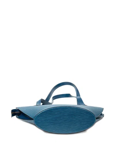 Pre-owned Louis Vuitton St-jacques Pm Textured Zip Shoulder Bag In Blue